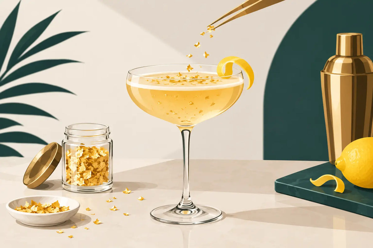 Cocktails mit Goldflocken dekorieren leicht gemacht