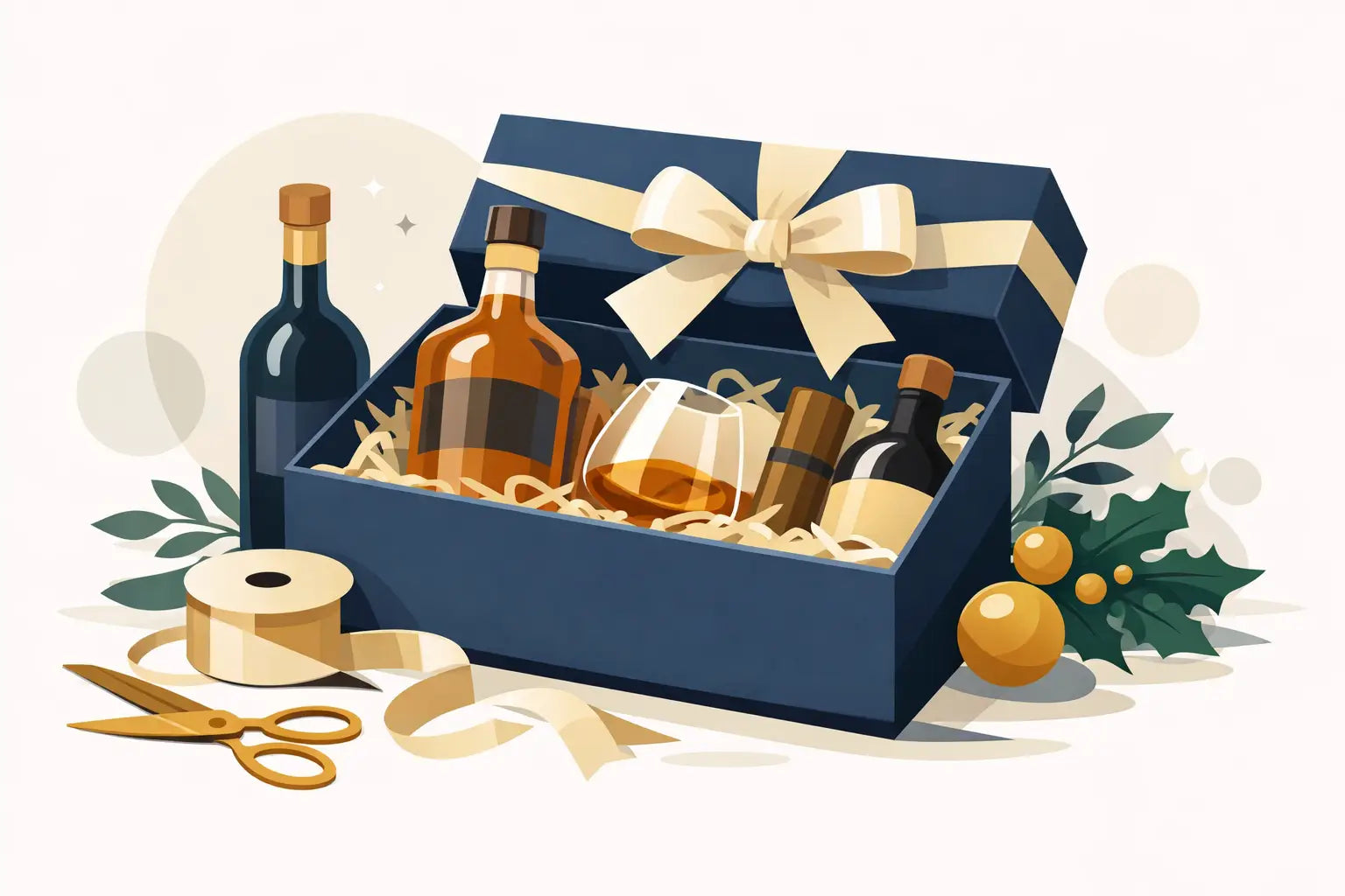 Eine Geschenkbox Alkohol stilvoll verpacken